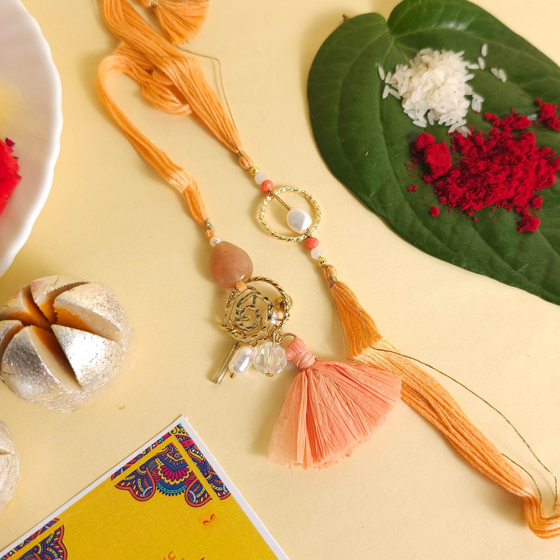 White Pearl Studded Rakhi