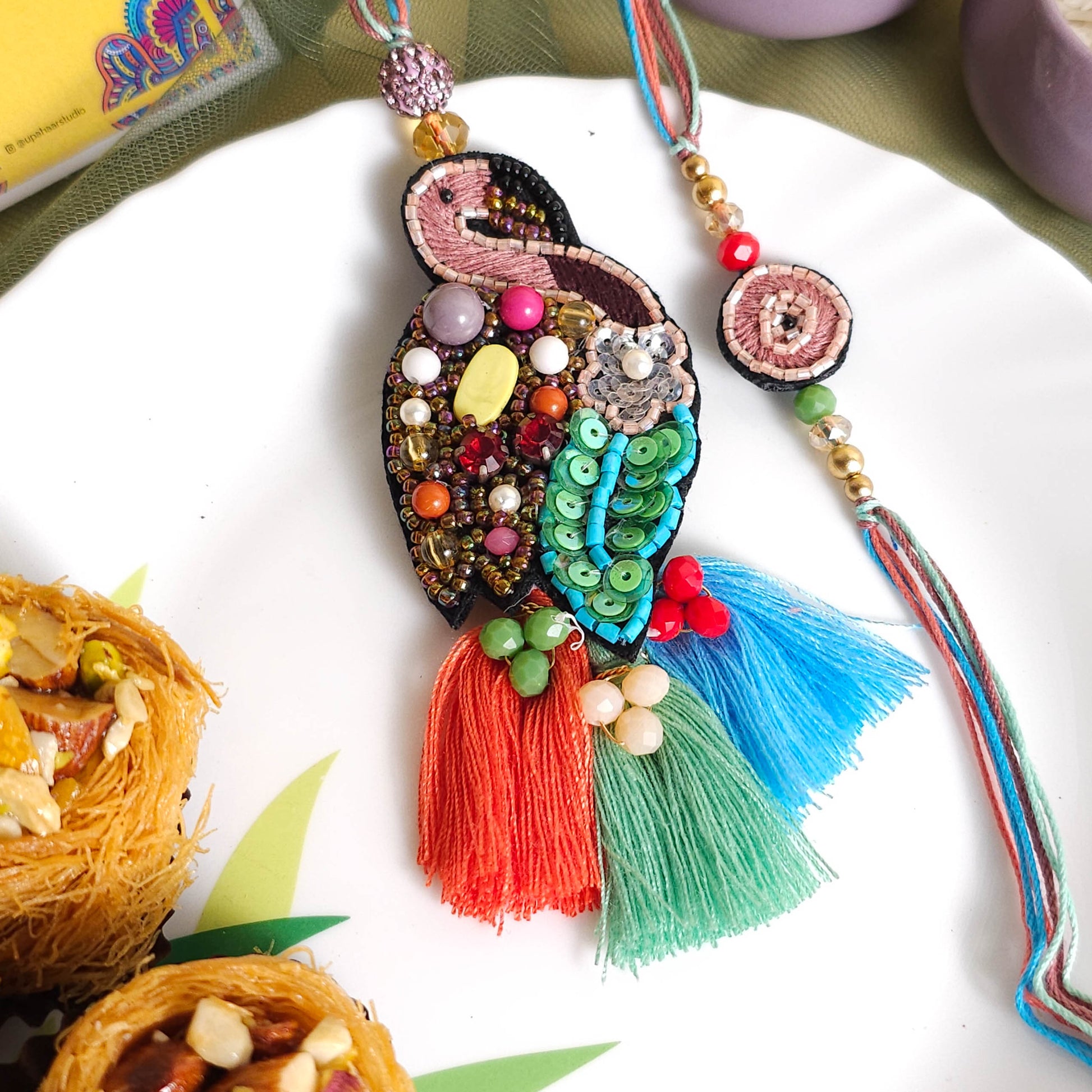 Stone Studded Couple Rakhi