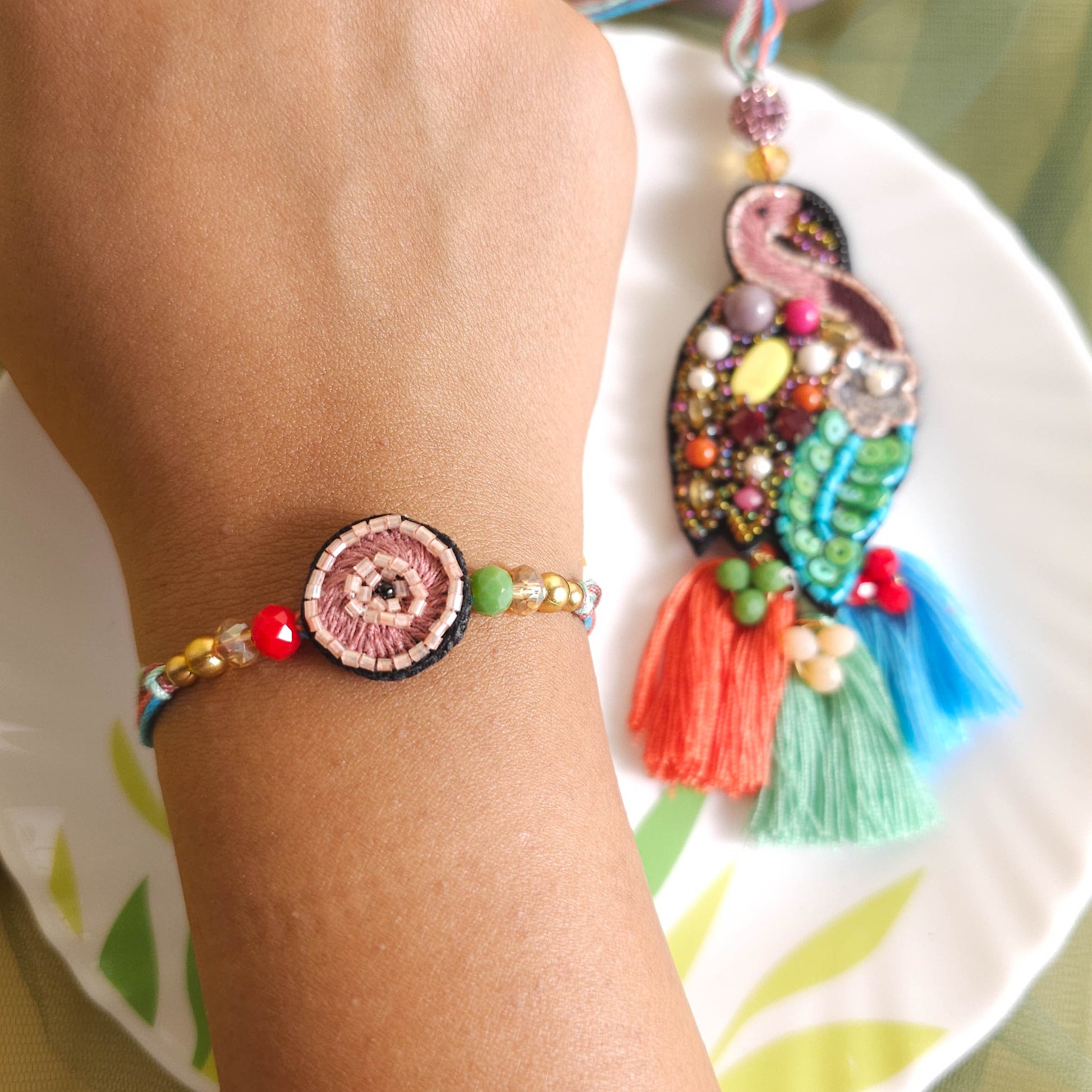 Stone Studded Couple Rakhi