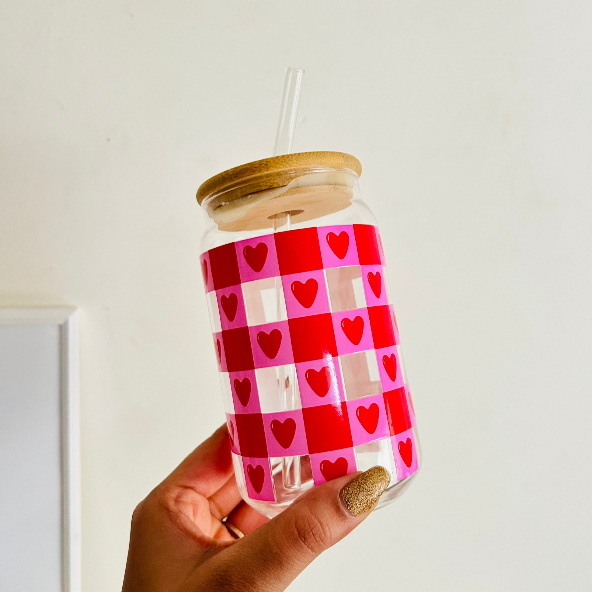 Checkered heart sipper