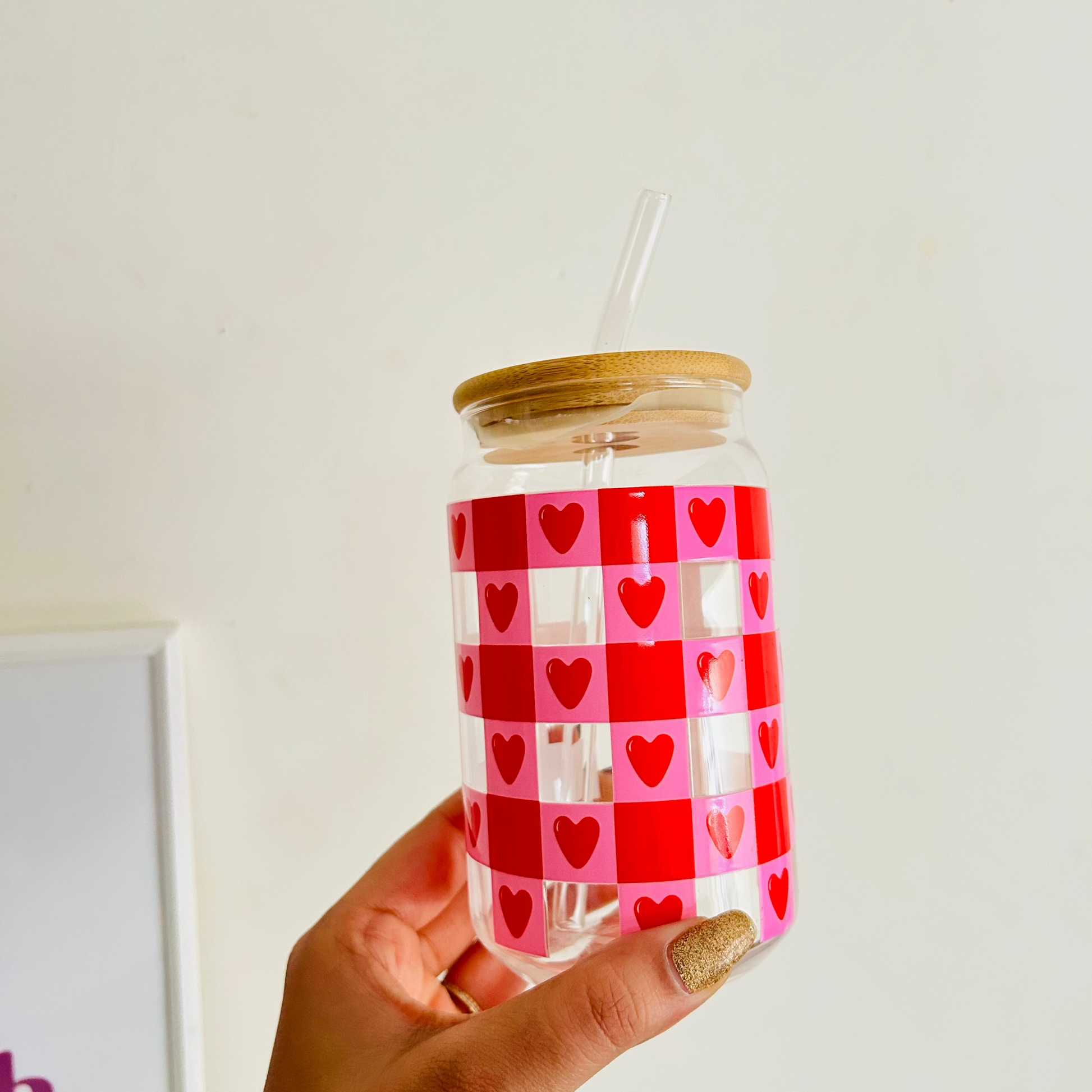 Checkered heart sipper