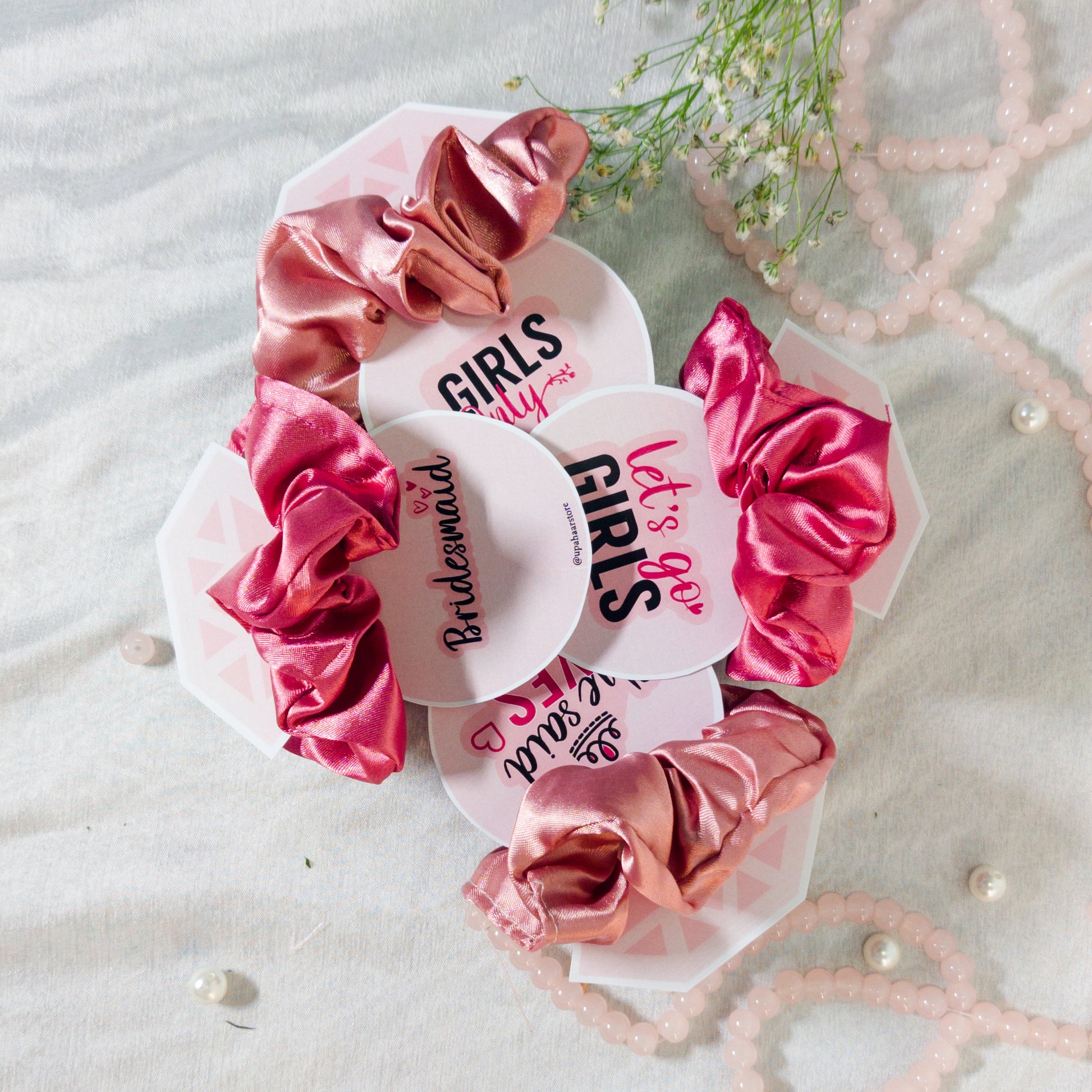 Scrunchie's with bridesmaid cards ( set of 4 )