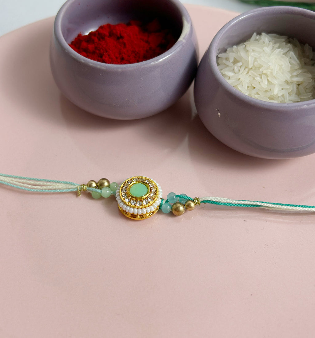 Green Kundan Rakhi