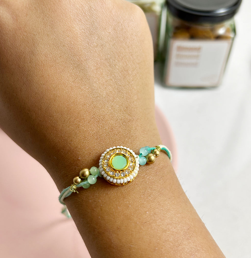Green Kundan Rakhi