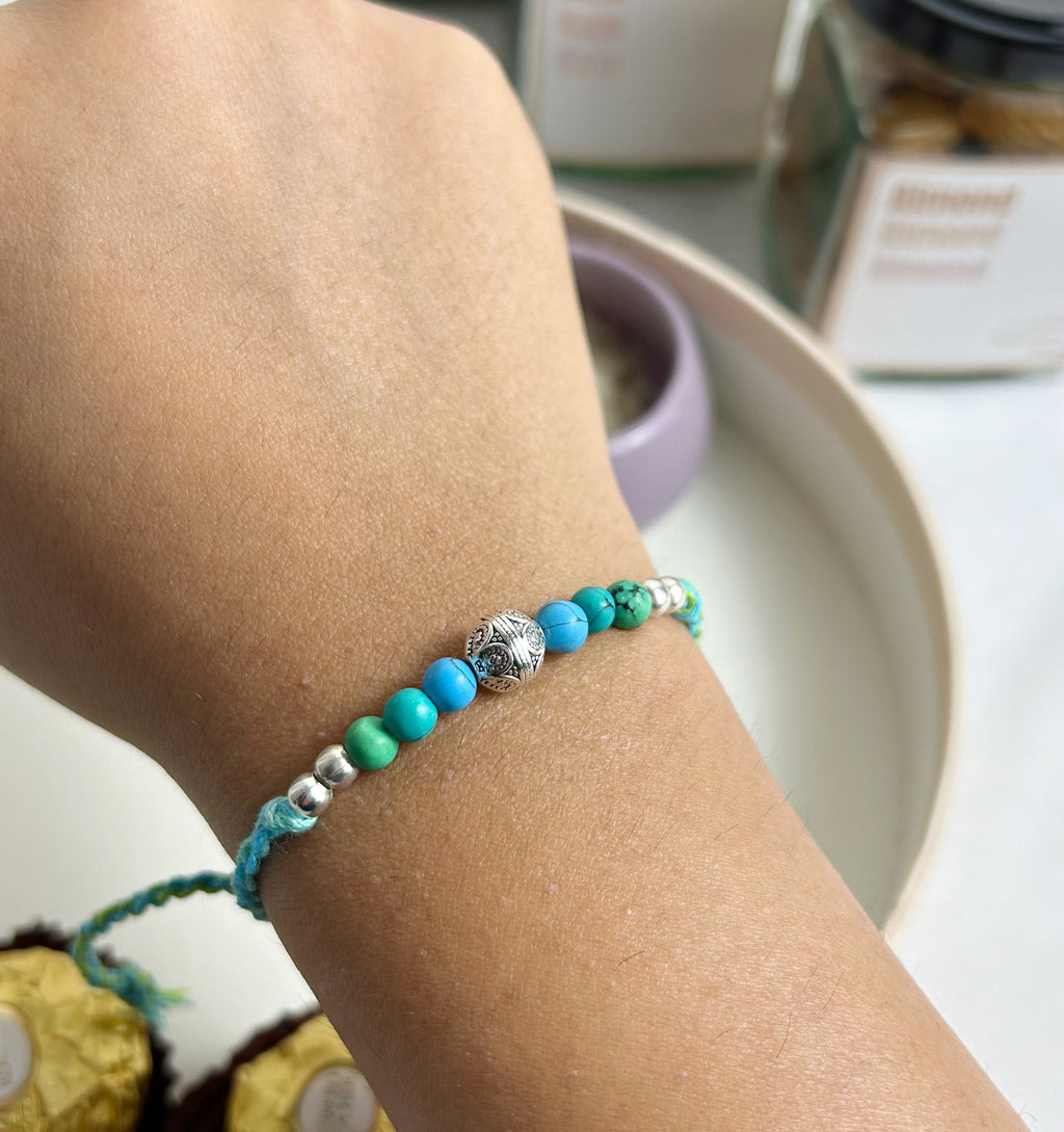 Silver and Green Marble Rakhi