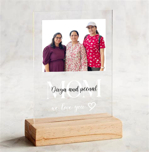 MOM - Acrylic frame with wooden stand